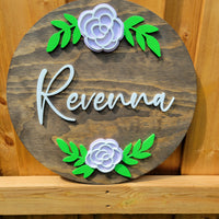 Dual Roses Name Round Sign