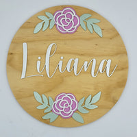 Dual Roses Name Round Sign
