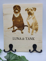 
              Real Photo Pet Engraved Leash Hanger Sign
            