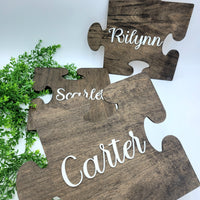 Puzzle Piece Wood Name Signs