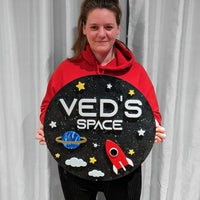 Space Themed Name Round Sign