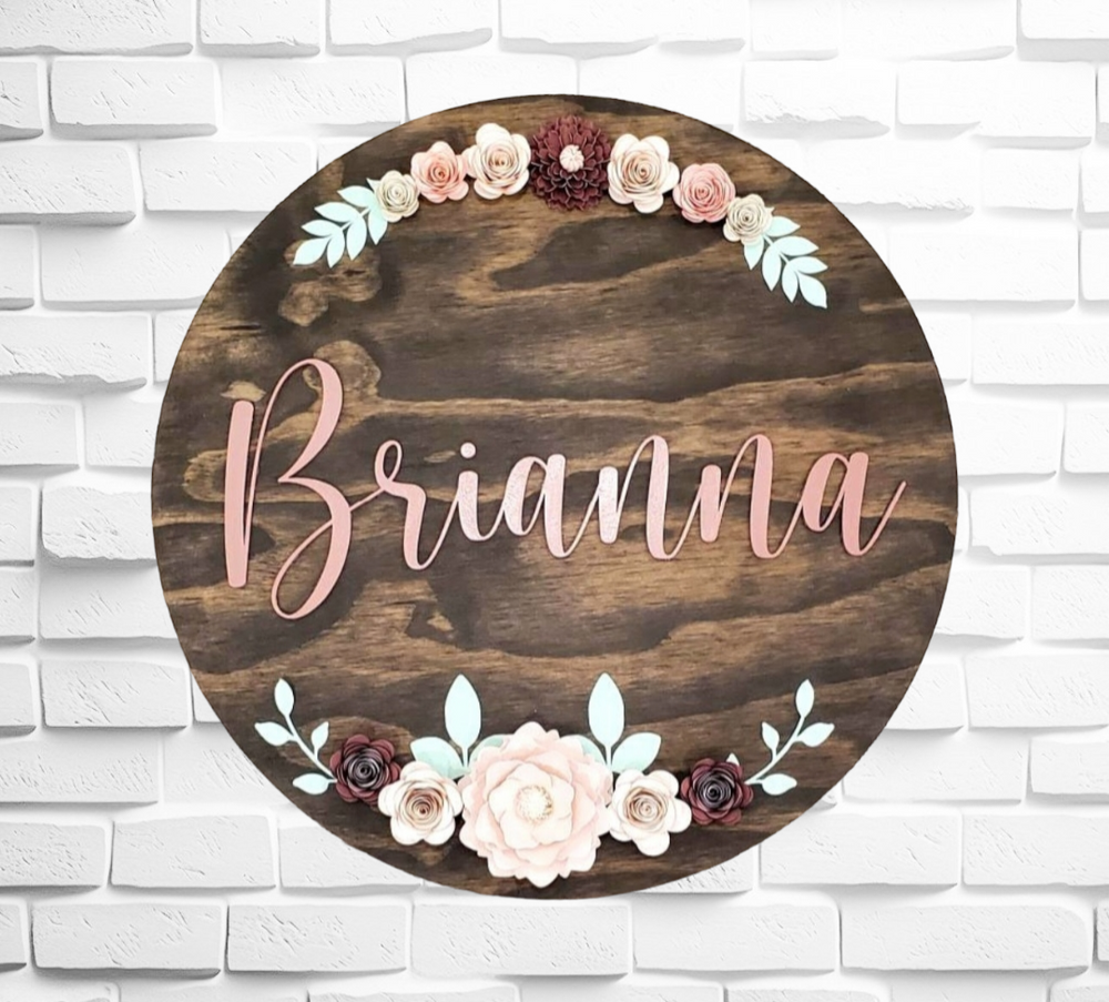 Paper Flowers Name Sign