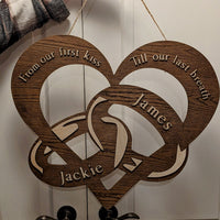 Heart anniversary sign wooden