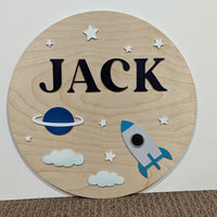 Space Themed Name Round Sign