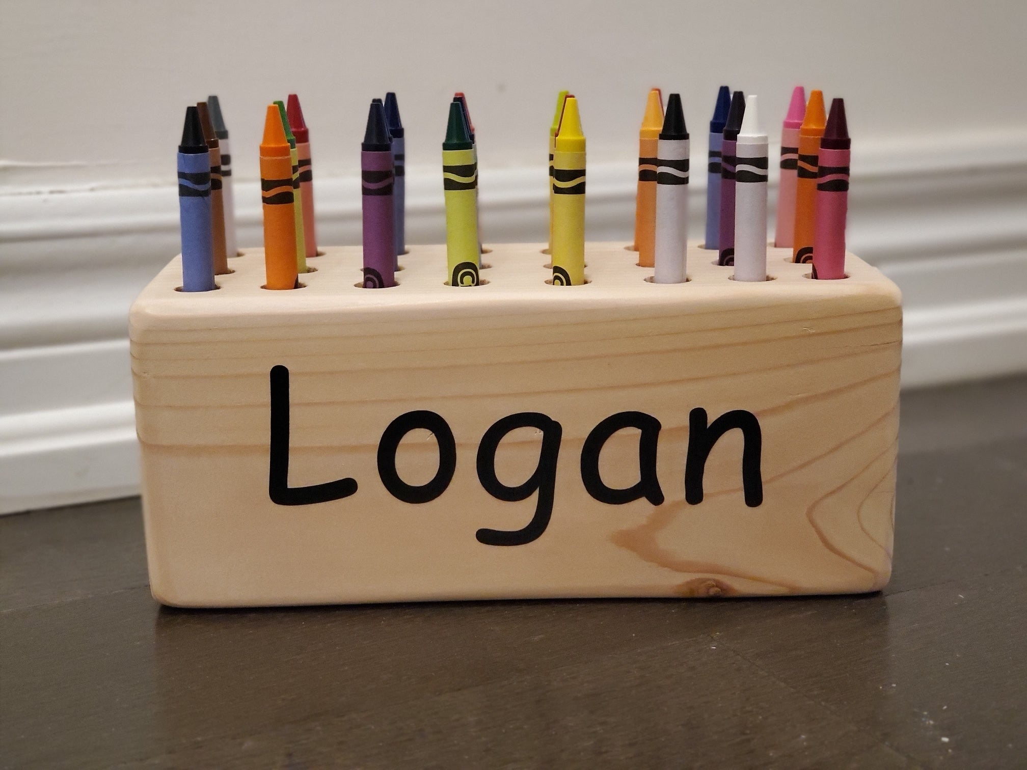 Personalized Maple Crayon Holder Sanded Silky Smooth 24-hole Solid Wood  Hard Maple Crayon Block for Kids Crayon Organizer Art Craft 