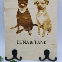 Real Photo Pet Engraved Leash Hanger Sign