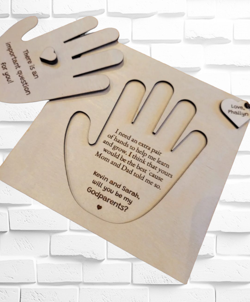 Godparent Hand Card Wood