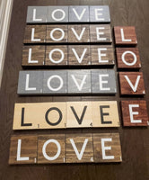 
              "LOVE" Scrabble Wall Tiles
            
